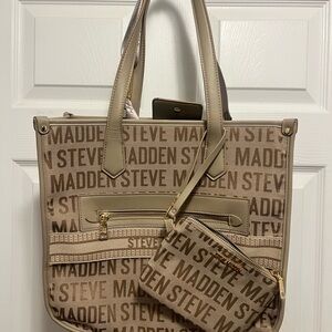 Steve Madden Tan Tote and Pouch Set